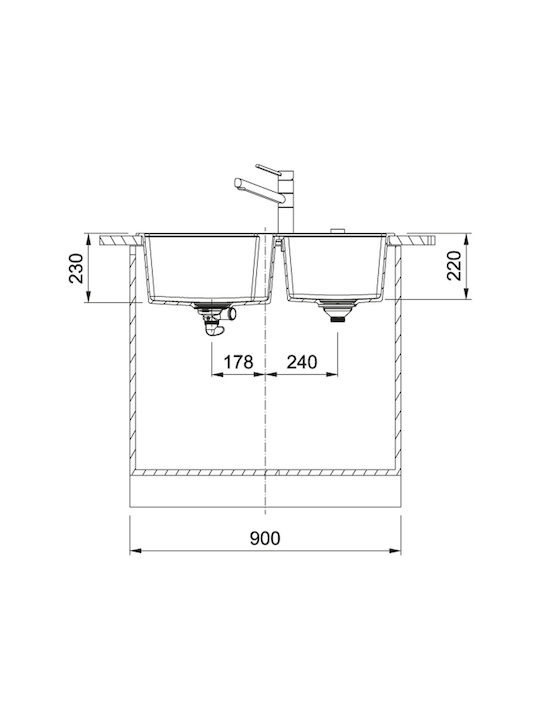 Franke Urban UBG 620-86 GSC Ένθετος Νεροχύτης Αριστερός από Συνθετικό Γρανίτη Μ86xΠ50cm Matt Black