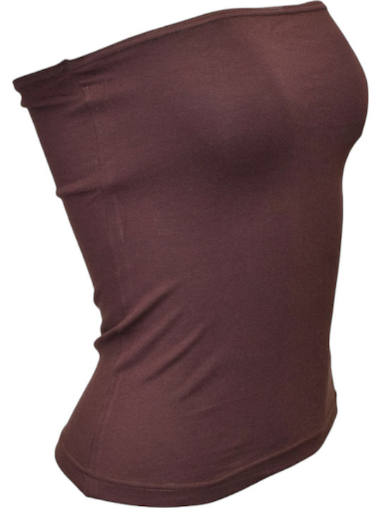 Women's Strapless T-Shirt Brown