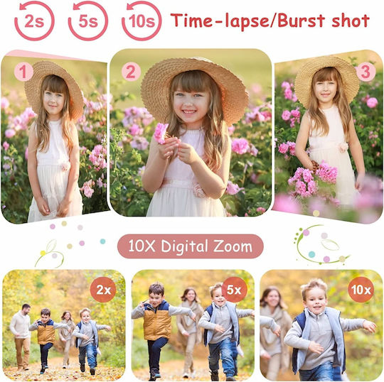 M2 Cute Kitty Cameră Foto pentru Copii 48MP cu Imprimare Termică Roz