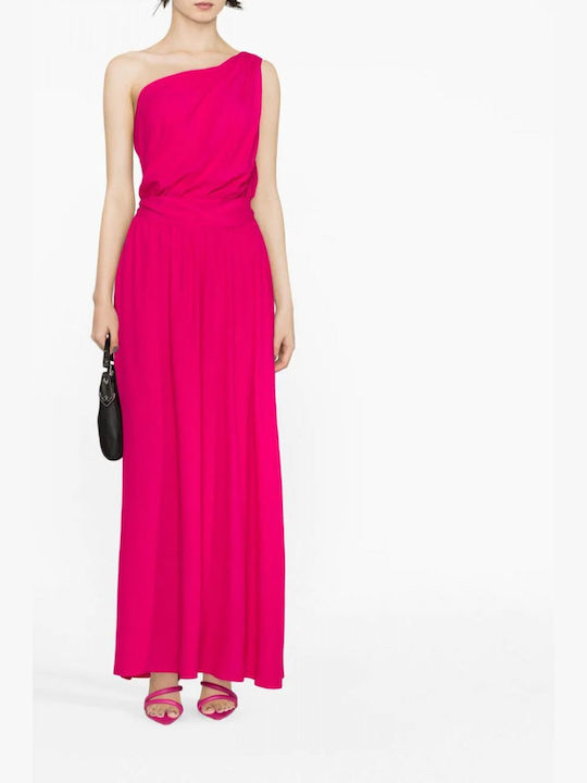 PINKO KLEID AGAVE ABITO CREPE MAROCAINE ONE SHOULDER SOCK MIDDLE BELT FUCHSIA