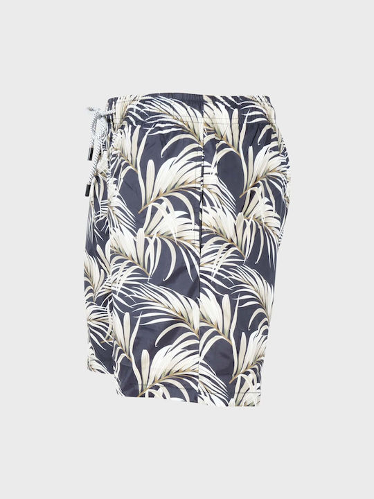 Men's swimsuit shorts pockets elastic pockets & drawstring waist all print. BLACK