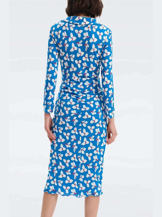 Φορεμα Dvf Palmira Dress DVFDW1R014GFMSB graphic flower med sig blue