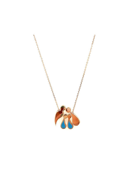 Rose Gold Plated Silver Necklace 925 with Family of Four