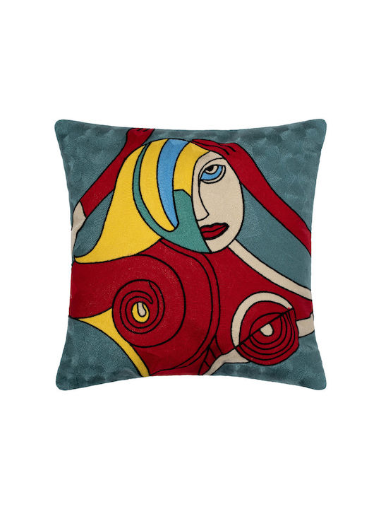 Silk Fashion Decorative Pillow Case Πολύγαζο from 100% Cotton 100 45x45cm.