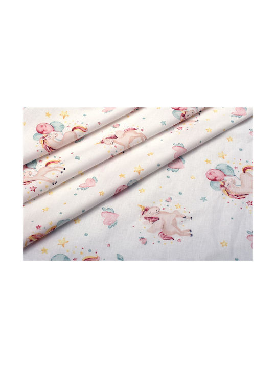 Dimcol Sheet Set Semi-double Cotton Unicorn 209 White / Salmon 160x240cm 3pcs