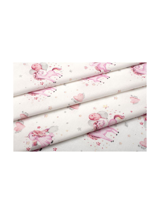 Dimcol Sheet Set Semi-double Cotton Unicorn 208 White / Pink 160x240cm 2pcs
