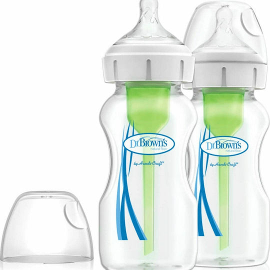 Dr. Brown's Set Plastic Baby Bottles Natural Flow Options+ Anti-colic with Silicone Teat for 0+ Months Transparent 270ml
