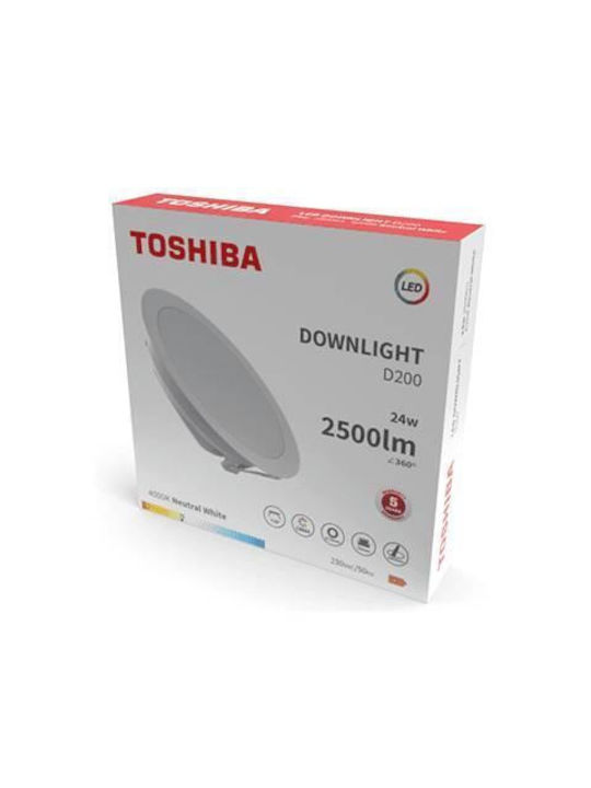 Toshiba Round Recessed LED Panel 24W with Natural White Light 20x20cm