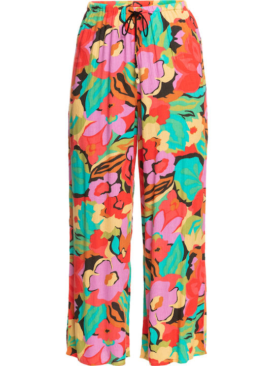 Beach Spirit Women's High-waisted Fabric Trousers with Elastic
