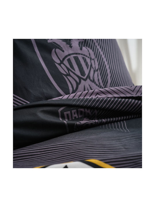 Vesta Home Bettwäsche-Set Einzel Baumwolle PAOK Schwarz 170x260cm 3Stück
