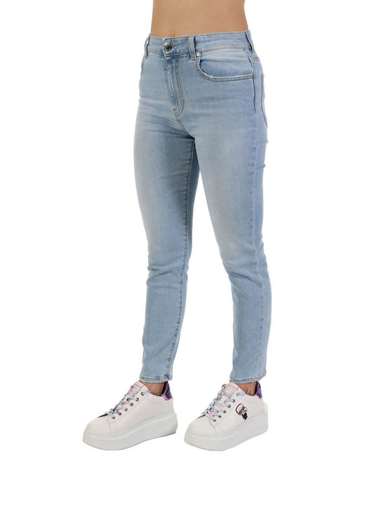 PINKO HOSE JEANS SUSAN KEIN GÜRTEL SKINNY STRASS VÖGEL TASCHE BLAU