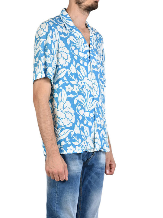 Shirt with Collar and Xagon Design Blue