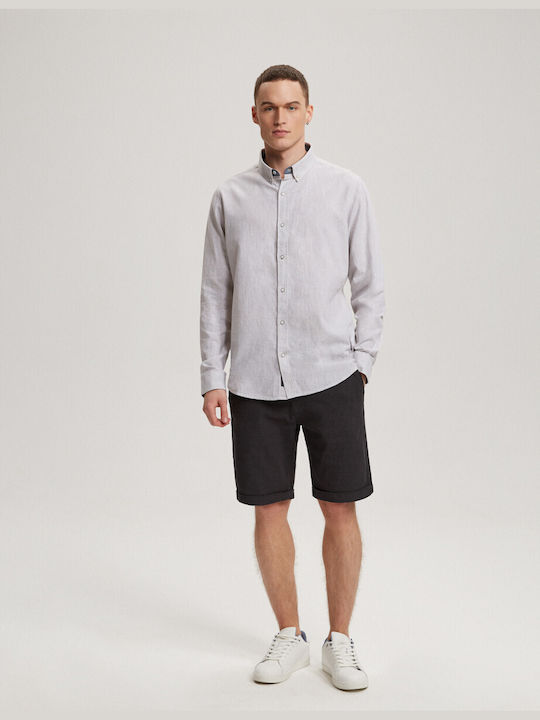 Diverse Long Sleeve Shirt PRM LINEN - White-Grey