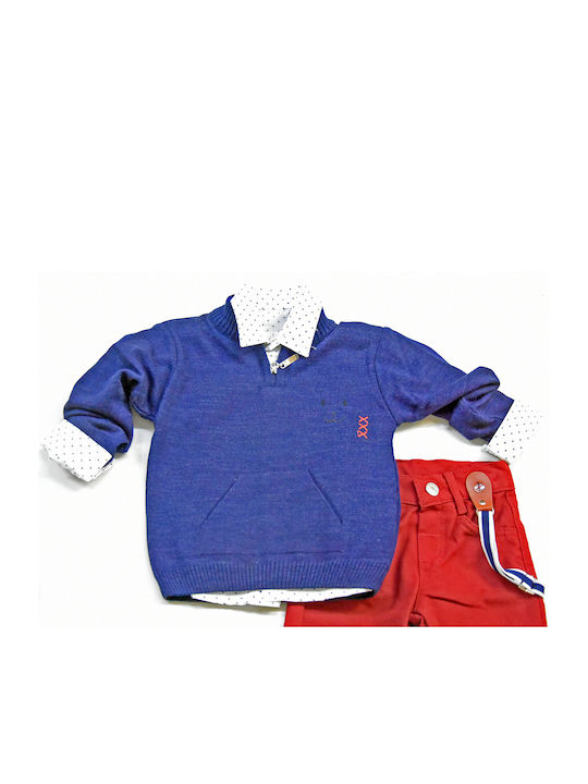 Baby Set 3 pcs. Trousers, Shirt, Sweater Blue