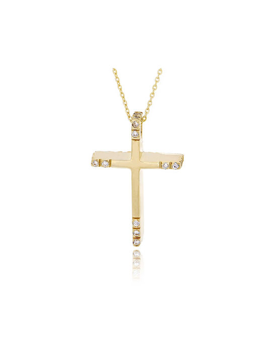 Christening Cross Val΄Oro with Chain for Girl Yellow Gold K14 033137