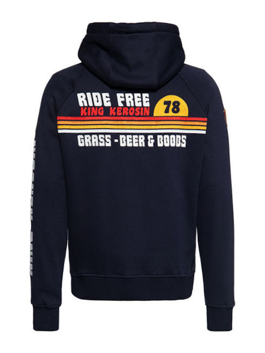 Jacket King Kerosin Ride Grass adventure gear hoodie dark blue