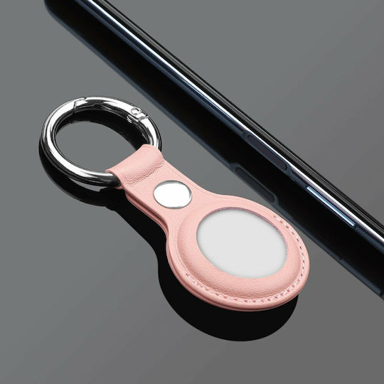 Hurtel Key Ring Θήκη Μπρελόκ Δερματίνης για AirTag σε Ροζ χρώμα