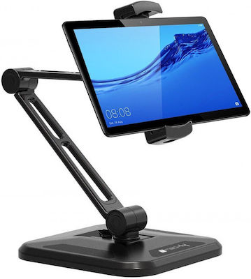 Techly Desk and Wall Extensible Support for Tablet and iPad 4.7"-12.9" Tablet Stand with Extension Arm Until 12.9" Black