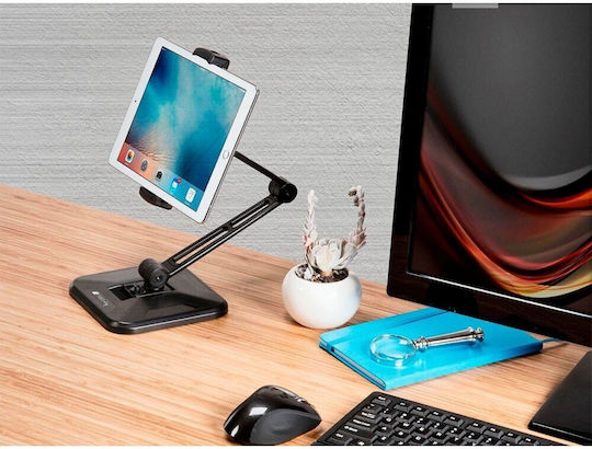 Techly Desk and Wall Extensible Support for Tablet and iPad 4.7"-12.9" Tablet Stand with Extension Arm Until 12.9" Black