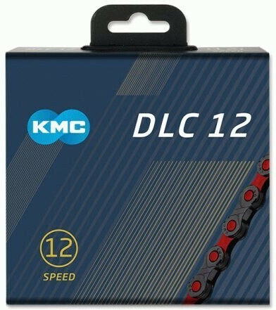 KMC Chain DLC 12 Schwarz/Rot Fahrradkette 12 Gänge 126L Schwarze