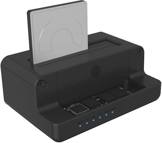 Icy Box Docking Station for 2 Hard Drives SATA/PCIe M.2 (2260)" / M.2 (2280)" / M.2 (2242)" / 3.5" / 2.5" with Connection USB-C (IB-2914MSCL-C31)