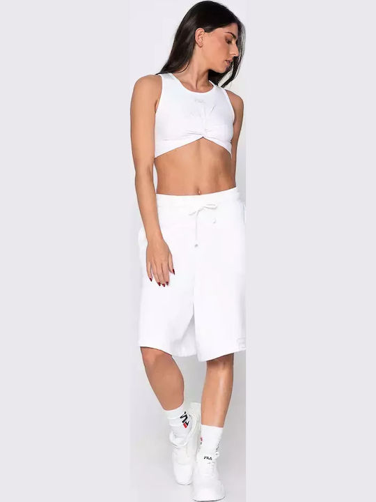 Jean Γυναικείο Αθλητικό Crop Top Αμάνικο Λευκό