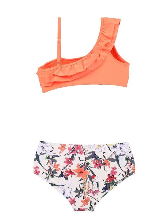 Children's Swimsuit Bikini Set Floral Orange