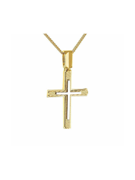 Cross With Chain 45cm Men's Gold Cross K14 Double sided FAS-20290Y