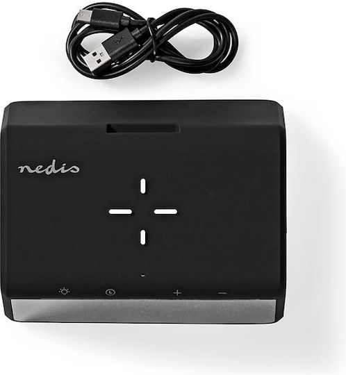 Nedis Ceas De Masă Digital Led Din Plastic Cu Ceas Deșteptător Și Încărcare Wireless Negru WCACQ30BK