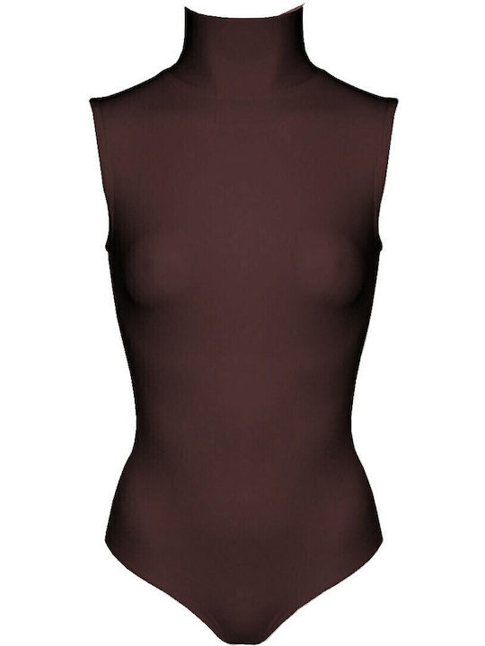 Frauen Bodysuit Rollkragen Braun 80690