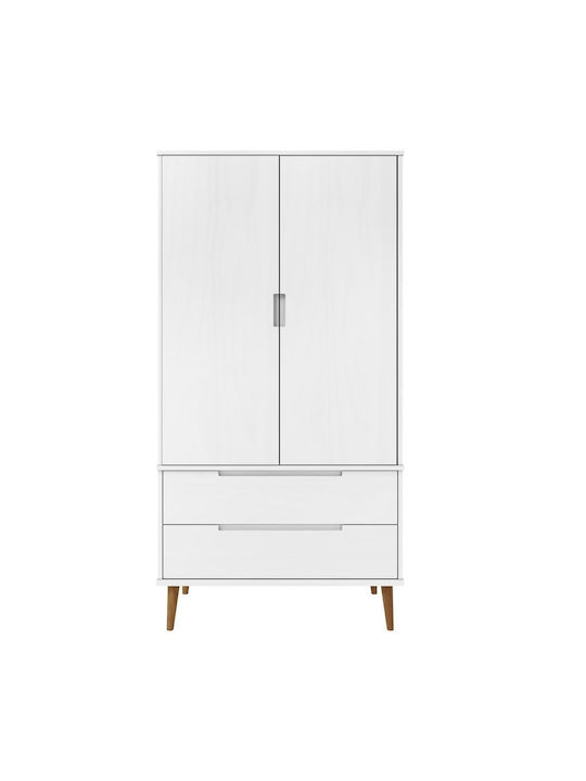 Doppeltür Kleiderschrank Molde Weiß 90x55x175cm