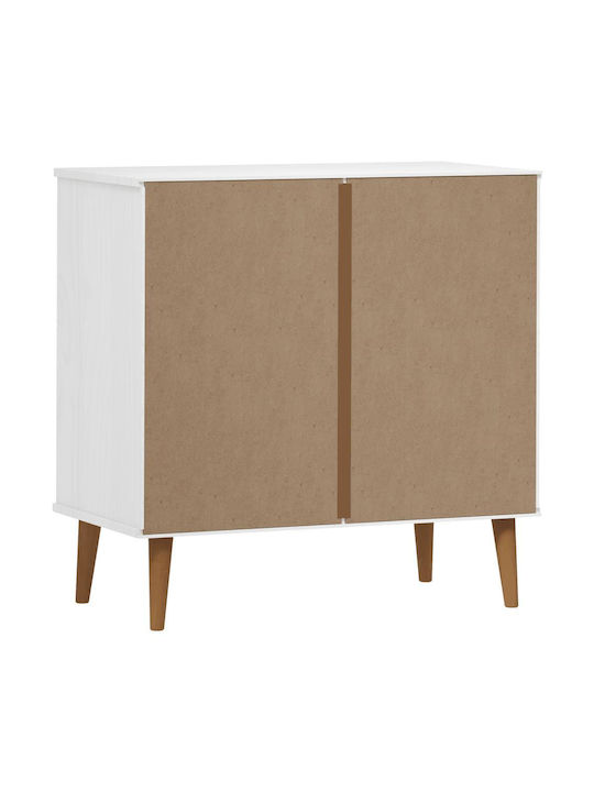 Chest of Drawers of Solid Wood with 3 Drawers White 80x40x80cm
