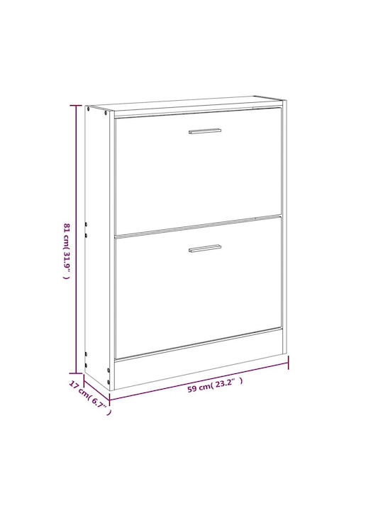 Ξύλινη Παπουτσοθήκη με 2 Ράφια Μπεζ Μ59xΠ17xΥ81cm