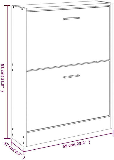 Ξύλινη Παπουτσοθήκη με 2 Ράφια Μπεζ Μ59xΠ17xΥ81cm