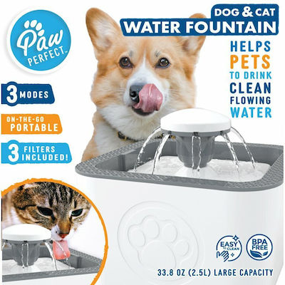 Pet Water Fountain Αυτόματη Ποτίστρα/Συντριβάνι Γάτας Γκρι 2.5lt