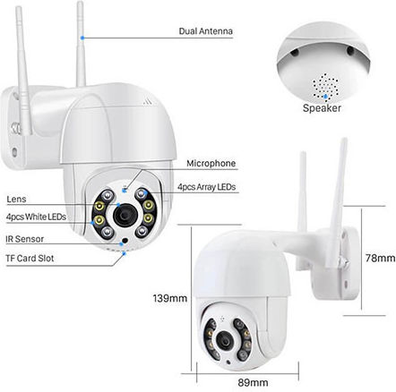 Factory A1 IP Κάμερα Παρακολούθησης Wi-Fi Full HD 1080p Αδιάβροχη με Αμφίδρομη Επικοινωνία και Φακό 3.6mm