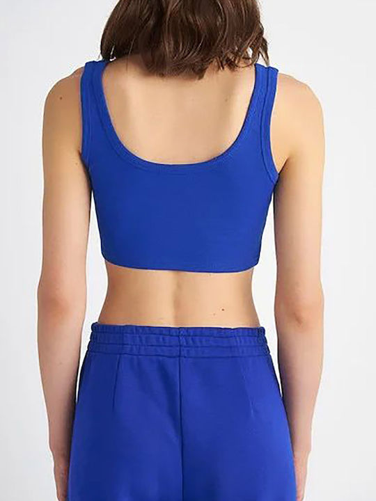 SugarFree Women's Summer Crop Top Cotton Sleeveless Electric Blue