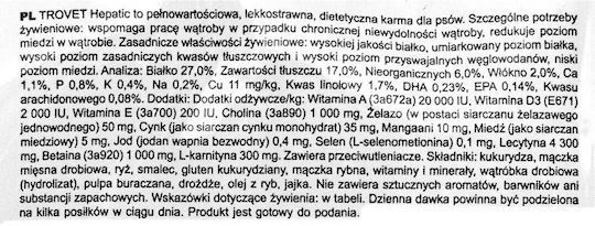 Trovet Hepatic 3kg Trockenfutter ohne Gluten für erwachsene Hunde mit Geflügel