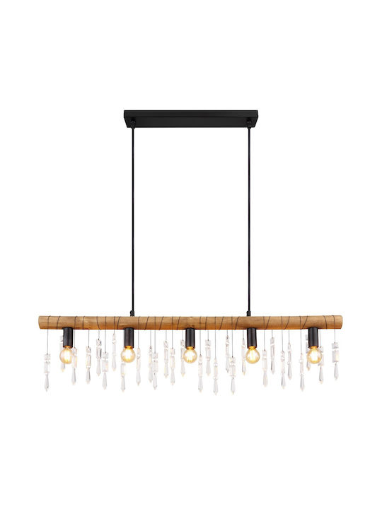 Globo Lighting Kira I Pendant Light Single-Light with Crystals for Socket E14, E.14 Brown