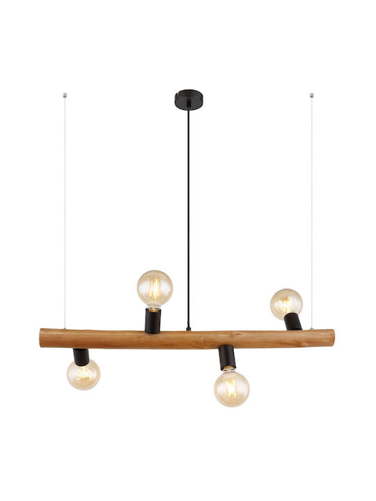 Globo Lighting Kira Pendant Light Brown Rail for 4 Bulbs E27 80x17x150cm