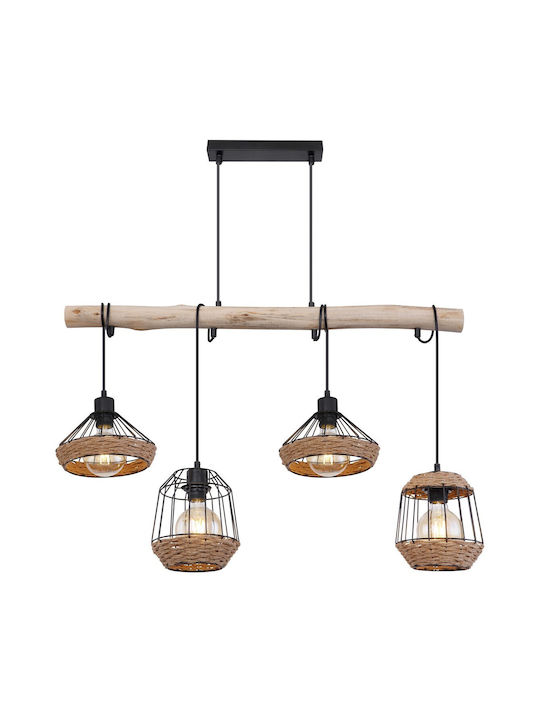 Globo Lighting Surri Pendant Chandelier Rail for 4 Bulbs E27 Brown