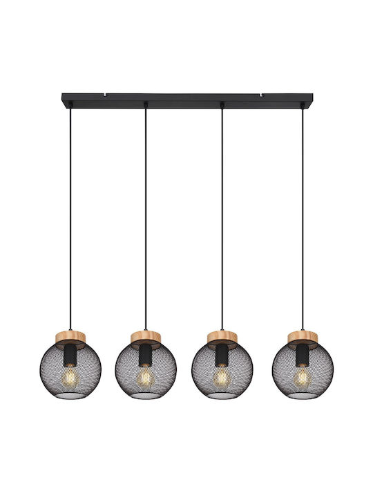 Globo Lighting Pablo Pendant Chandelier Rail for 4 Bulbs E27 Black