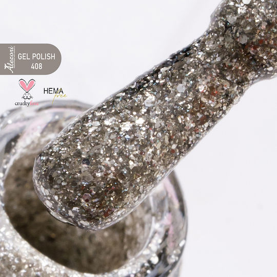 Alezori Halb-permanenter Nagellack 408 mit Glitter 15ml 1Stück