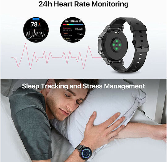 Ticwatch E3 44mm Αδιάβροχο Smartwatch με Παλμογράφο (Panther Black)