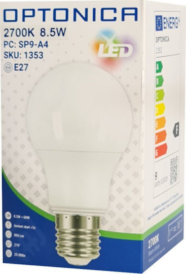 Optonica LED-Lampe 8.5W für Fassung E27 und Form A60 Warmes Weiß 806lm