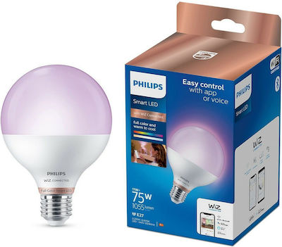 Philips Smart LED-Lampe 11W für Fassung E27 und Form G95 Einstellbar Weiß 1055lm Dimmbar
