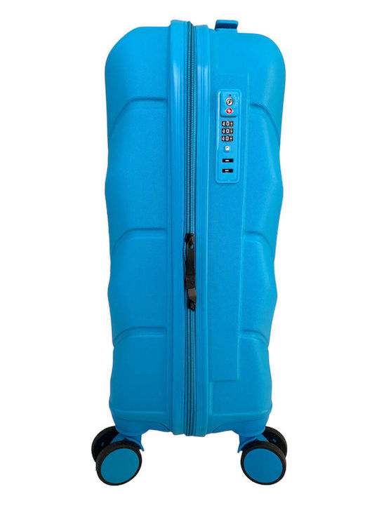 Y Not? Large Hard Blue Suitcase with 4 Wheels Height 78cm
