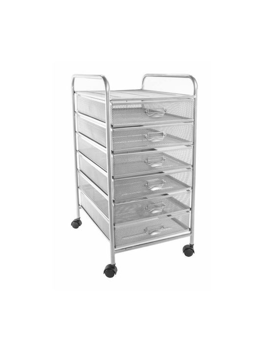 Office Storage Metal Drawer with Wheels & Drawers Ασημί L38xW29xH60.5cm