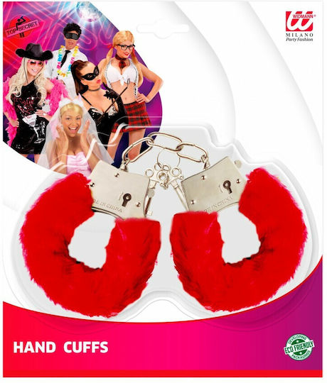 Karnevals Handschellen Rot aus Kunststoff 1Stück