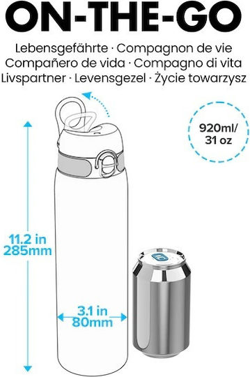 Ion8 Μπουκάλι Θερμός Ανοξείδωτο BPA Free 920ml Black με Επιστόμιο